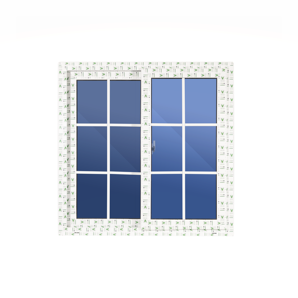 VENTANA FRANCESA VIDRIO AZUL REFLECTIVO CON R/M UPVC BLANCO 0.60X0.40 (S80)