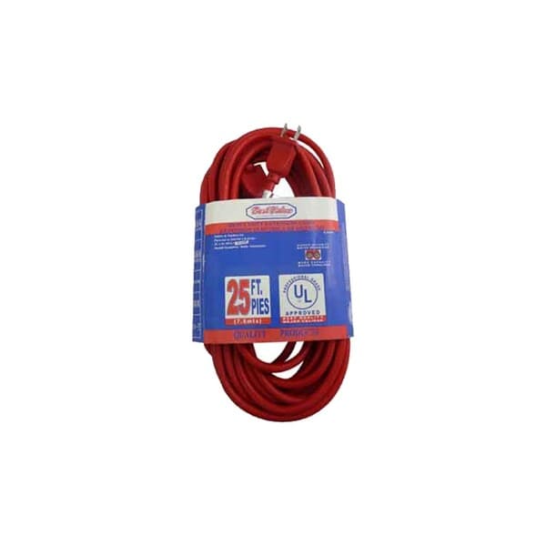 EXTENSION ELECTRICA UL BEST VALUE USO PESADO 25" 2X16 TSJ ROJA (E33183)