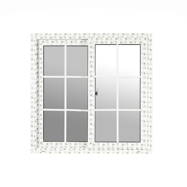 VENTANA FRANCESA VIDRIO CLARO CON R/M UPVC BLANCO 1.00X01.00 (S56)