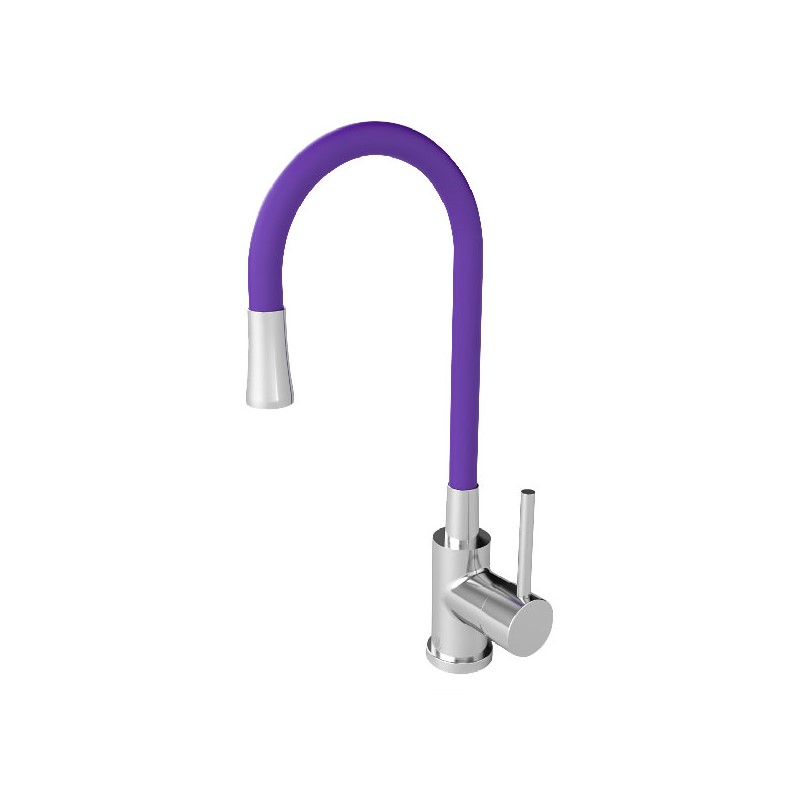 MEZCLADOR FREGADERO MONOCONTROL CUELLO FLEXIBLE CROMO/MORADO COLORFLEX FV Z411.04/S1 CRV