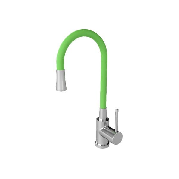 MEZCLADOR FREGADERO MONOCONTROL CUELLO FLEXIBLE CROMO/VERDE COLORFLEX FV Z411.04/S1-CRG