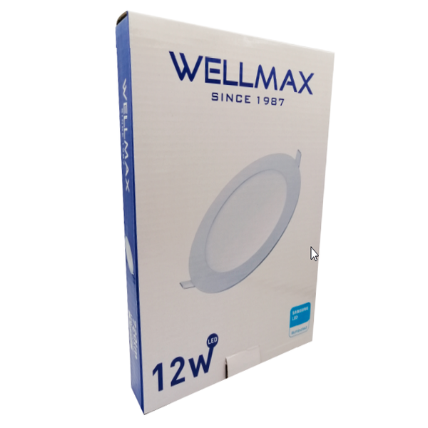 PANEL LED 6 WELLMAX EMPOTRAR DE 12W 6500K REDONDO