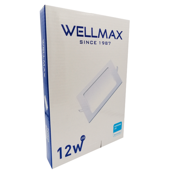 PANEL LED 6 WELLMAX EMPOTRAR DE 12W 6500K CUADRADO