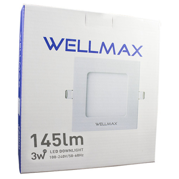 PANEL LED 3 WELLMAX EMPOTRAR DE 3W 6500K CUADRADO