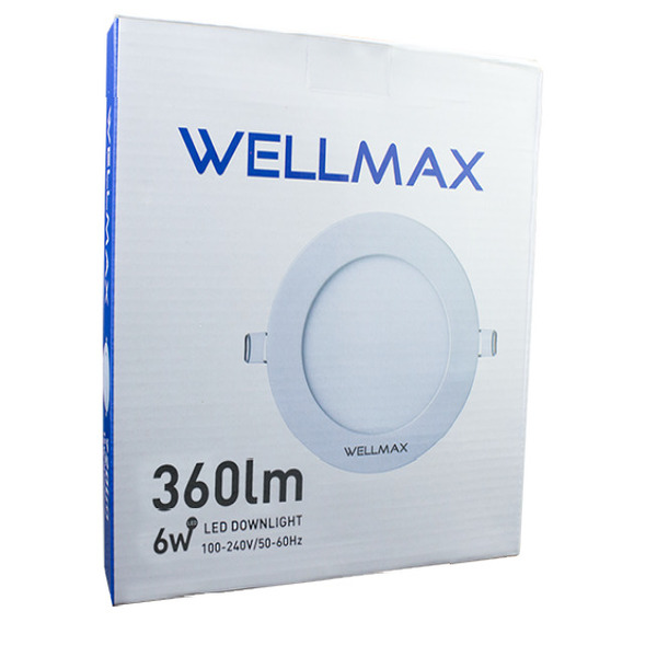 PANEL LED 4 WELLMAX EMPOTRAR DE 6W 6500K REDONDO