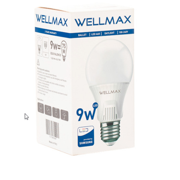 BOMBILLO LED 9W WELLMAX-SAMSUNG 6500K (LUZ BLANCA)