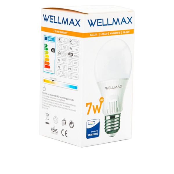 BOMBILLO LED 7W WELLMAX-SAMSUNG 3000K (LUZ CALIDA)