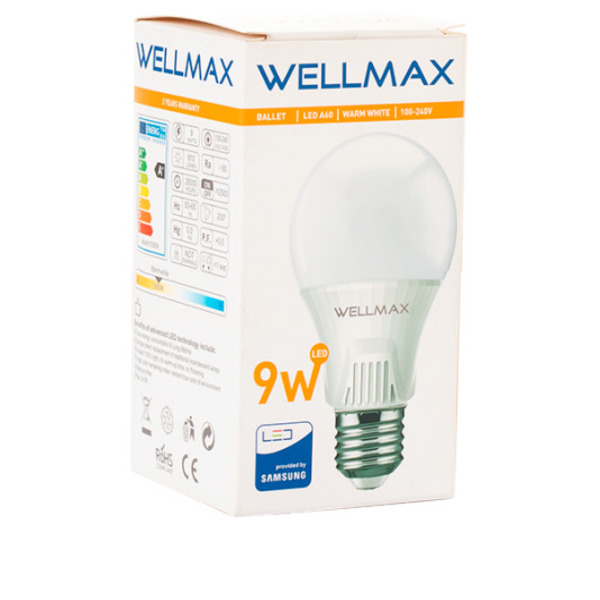 BOMBILLO LED 9W WELLMAX-SAMSUNG 3000K (LUZ CALIDA)