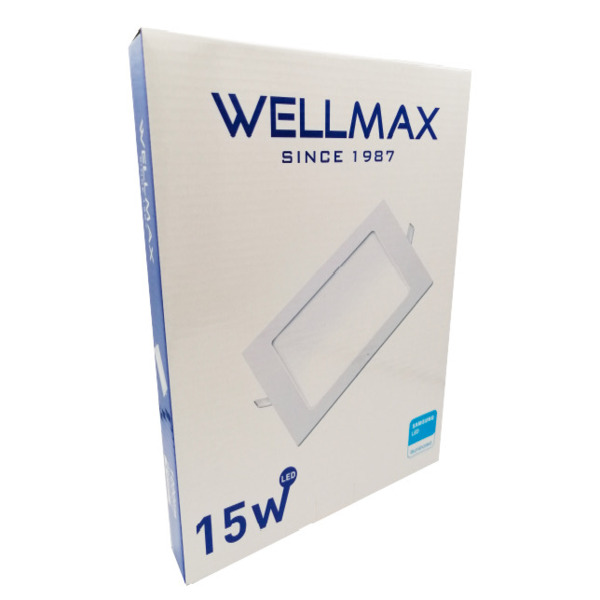 PANEL LED 8 WELLMAX EMPOTRAR DE 15W 6500K CUADRADO