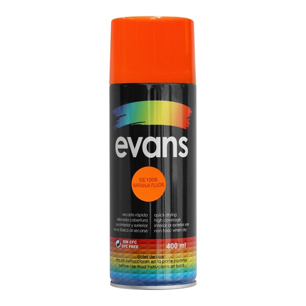 PINTURA EN SPRAY NARANJA FLUOR 12.5 OZ EVANS SE1006