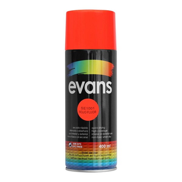 PINTURA EN SPRAY ROJO FLUOR 12.5 OZ EVANS SE1001