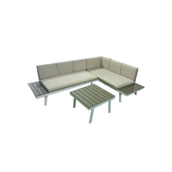 MUEBLE JARDIN SET CUSHIONED LOVE MESA CENTRO CON SOFA TIPO L BLANCO/GRIS SF5216 (3555)