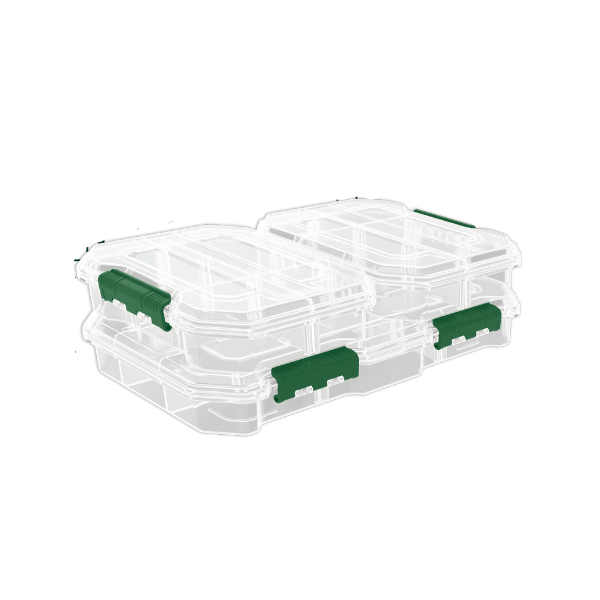 CAJAS ORGANIZADORAS C/COMPARTIMIENTOS SET 3PZAS PLASTICA TRANSPARENTE (16.5X18X5CM)(18X32X5CM) JADEVER JDTB8343