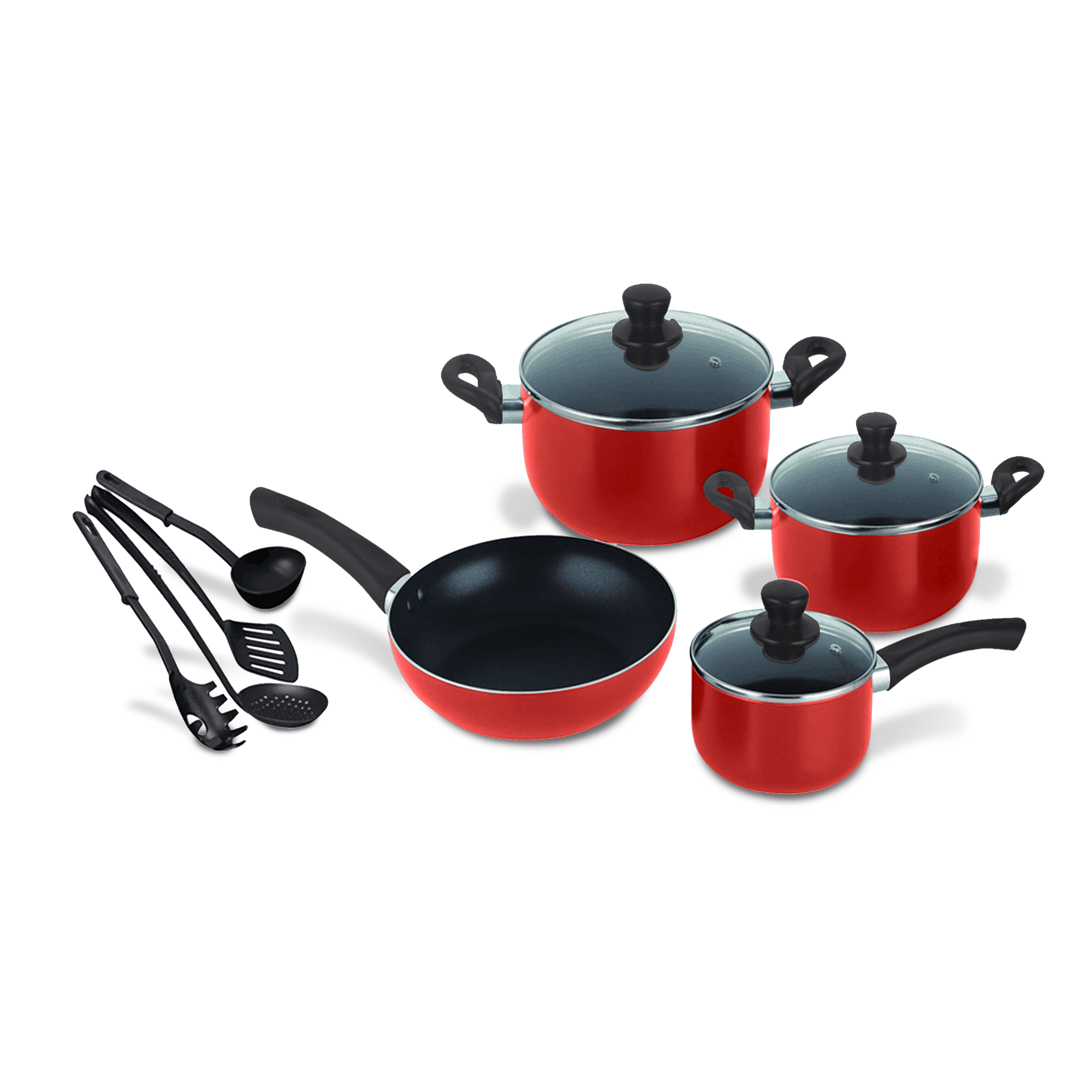 BATERIA DE COCINA ALUMINIO ROJO 11 PZAS DECAKILA KMEP006B