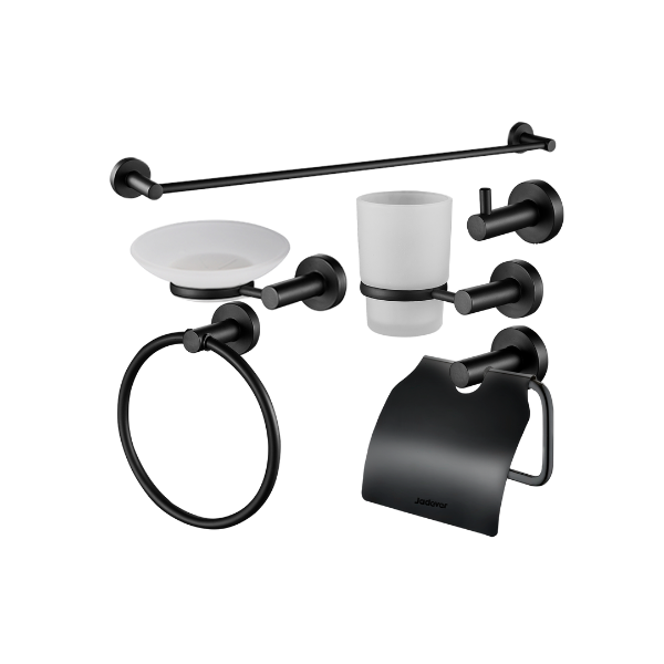 JUEGO DE ACCESORIOS P/BAÑO 6 PZAS NEGRO JADEVER JDZG1517