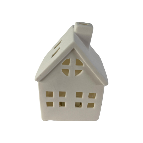 ADORNO NAVIDAD CASA CHIMENEA BLANCA PORCELANA C/LUZ 8.1X6.3X12.2CM 201-7500112