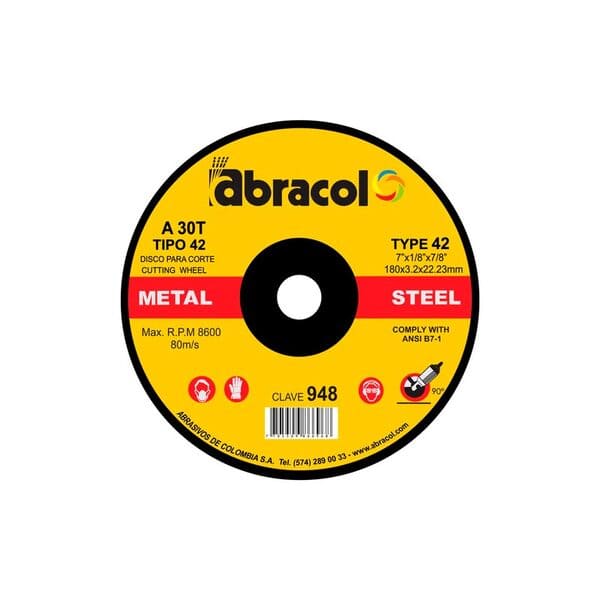 DISCO CORTE METAL ABRACOL 7X1/8PLG