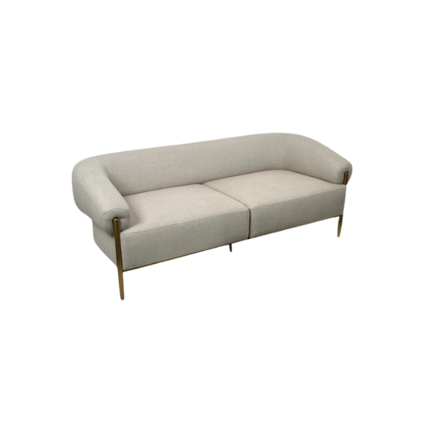 SOFA DOS PUESTOS TELA-MADERA 95X200X75 cm BEIGE-DORADO CONCEPTS 2 PLAZAS 422-500023