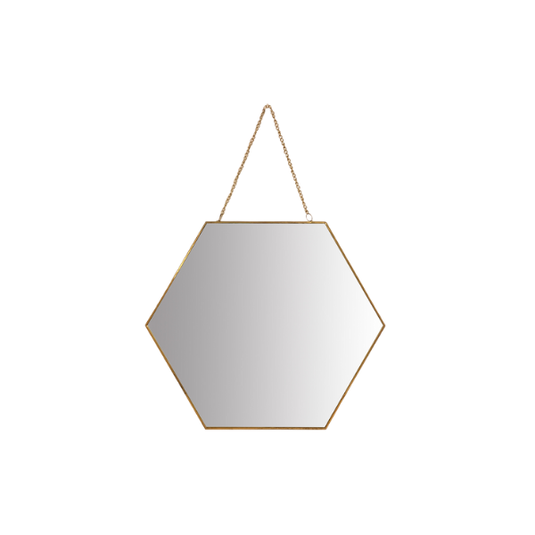 ESPEJO DECORATIVO HEXAGONAL PARA PARED HIERRO/VIDRIO 30x26 cm DORADO DECORE 729-02599