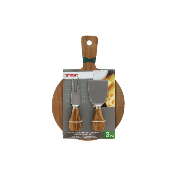 TABLA REDONDA PARA QUESOS MADERA 26x18x1.5 cm CAFE ULTIMATE (SET 3 PZA) 739-02711