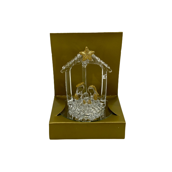 ADORNO NAVIDAD NACIMIENTO COLGANTE VIDRIO 7.5x6.4x10 cm TRANSPARENTE SANTINI 180-3300874