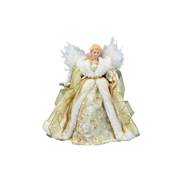 ADORNO NAVIDAD ANGEL POLIESTER 24x8x30.5 cm DORADO/BLANCO SANTINI 160-4503488