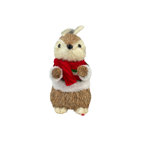 ADORNO NAVIDAD ARDILLA SISAL 12x18x22 cm ROJO/NATURAL SANTINI 202-2500038