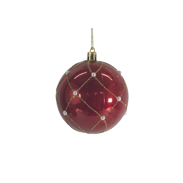 ESFERA NAVIDAD PLASTICO 8x8x8 cm ROJO/DORADO SANTINI (SET 6 PZA) 130-2501931