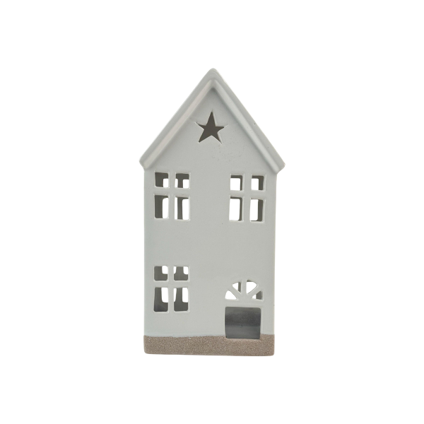 ADORNO NAVIDAD CASA CON LUZ DOLOMITA 14.8x9.50x28.50 cm BLANCO SANTINI 202-0100109