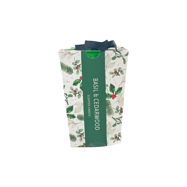 VELA NAVIDAD BASIL & CEDARWOOD PARAFINA 7.5x7.5x11 cm VERDE SANTINI 200-9600381