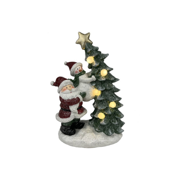 ADORNO NAVIDAD SANTA CON LUZ 19.5x26.5x11.5 cm ROJO/VERDE MIRO 831-P008-005