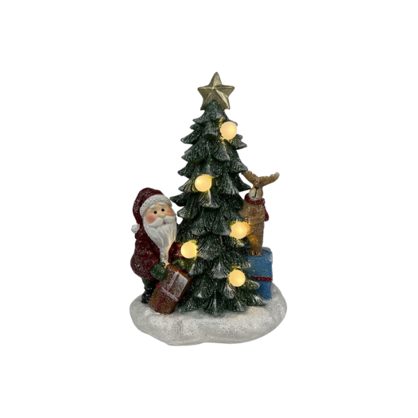 ADORNO NAVIDAD SANTA CON LUZ 24.5 cm ROJO/VERDE MIRO 831-P008-008