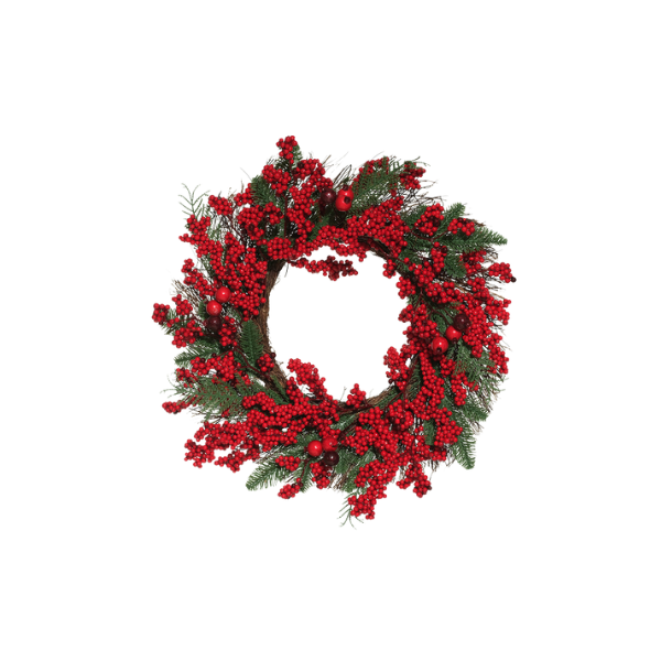 ADORNO NAVIDAD CORONA CON BAYAS 56 cm ROJO/VERDE MIRO 831-50-2520