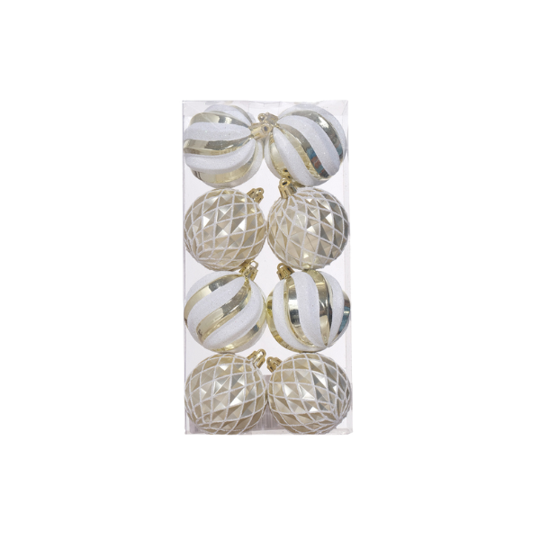 ESFERA NAVIDAD 6 cm DORADO/BLANCO MIRO (SET 8 PZA) 831-239-2431CH