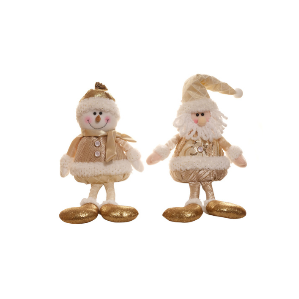 ADORNO NAVIDAD SANTA/MUÑECO NIEVE 50 cm DORADO MIRO 831-325-2503H