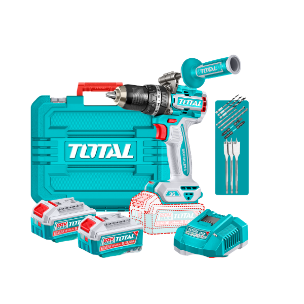 TALADRO PERCUTOR INALÁMBRICO 12.70 mm 96 NM LIBRE DE CABONES 20V TOTAL (1/2 plg) CON CARGADOR Y BATERIA UTIDLI209686