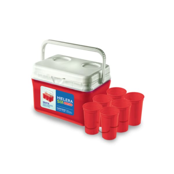 HIELERA 5QT SIX ROJA TACOPLAST 32672