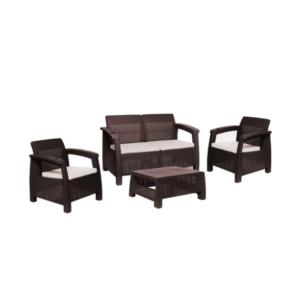 SET MUEBLE JARDIN FERRARA CHOCOLATE/CREMA C/MESA 4 PCS 425-WEN