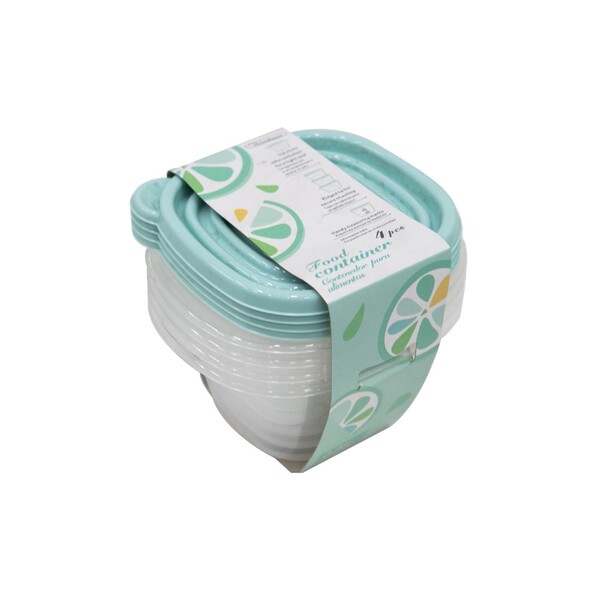 SET 4 HERMÉTICOS 500ML PLÁSTICO CELESTE/MORADO 8757