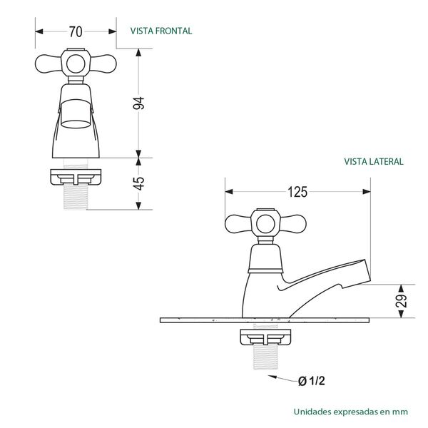 LLAVE LAVAMANO SENCILLA CROMADA MANECILLA CRUZ BM  (BM-C50101)