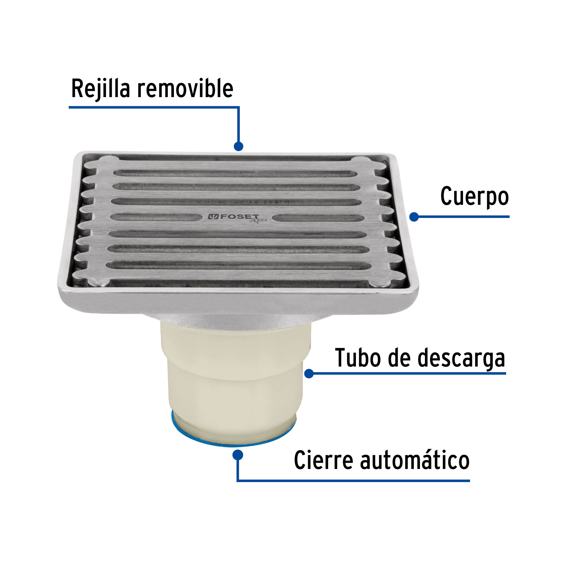 RESUMIDERO ACERO INOX CUADRADO FOSET 4X4plg 49428