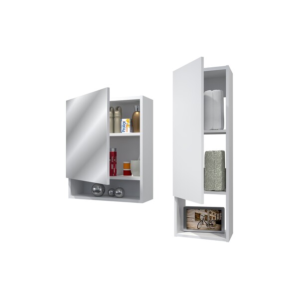 GABINETE AEREO PARA BAÑO CON ESPEJO 2 PCS BLANCO  GB1P6226