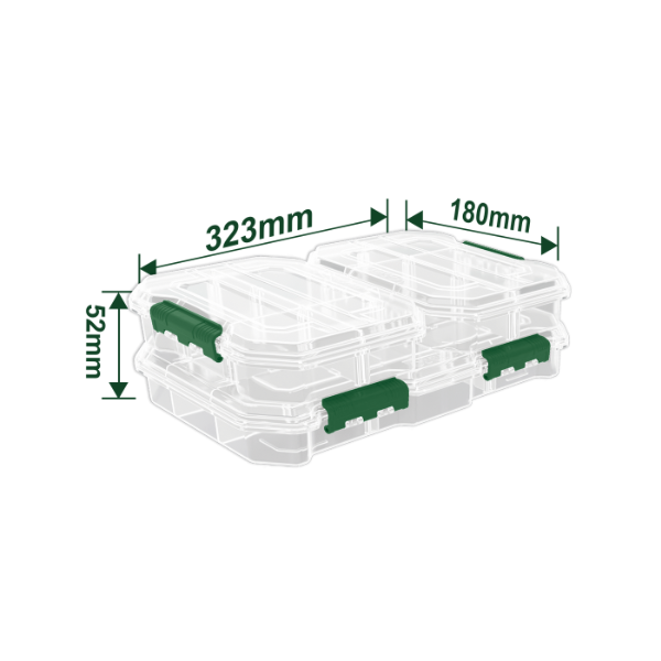 CAJAS ORGANIZADORAS C/COMPARTIMIENTOS SET 3PZAS PLASTICA TRANSPARENTE (16.5X18X5CM)(18X32X5CM) JADEVER JDTB8343