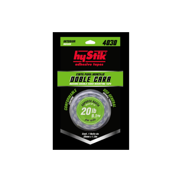 CINTA DOBLE CARA ESPUMA HYSTIK 1PLGX1.5 m (4030)