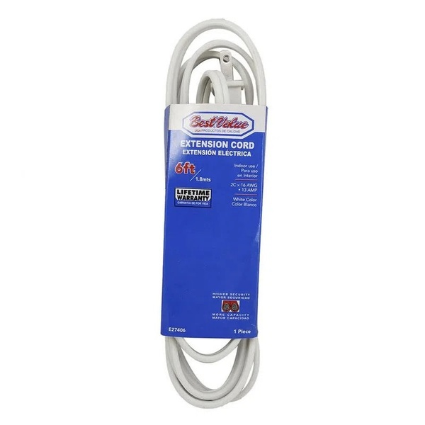 EXTENSION ELECTRICA BEST VALUE 6" 2X16 BLANCA (E27406)