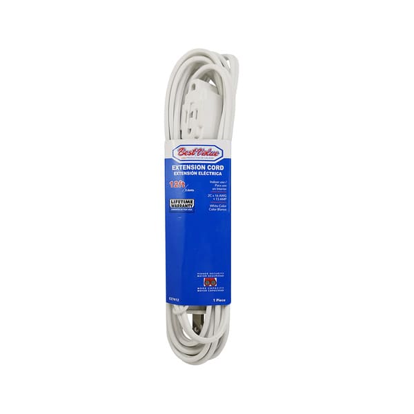 EXTENSION ELECTRICA BEST VALUE 12" 2X16 BLANCA (E27412)
