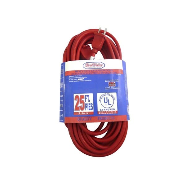 EXTENSION ELECTRICA UL BEST VALUE USO PESADO 9" 2X16 TSJ ROJA (E33180)