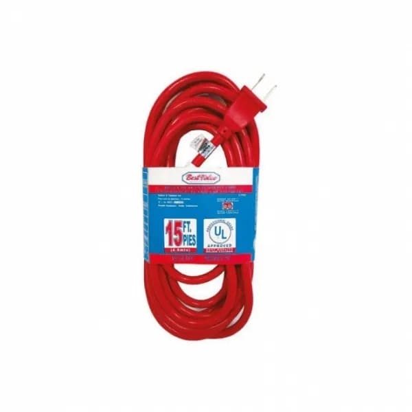 EXTENSION ELECTRICA UL BEST VALUE USO PESADO 15" 2X16 TSJ ROJA (E33182)