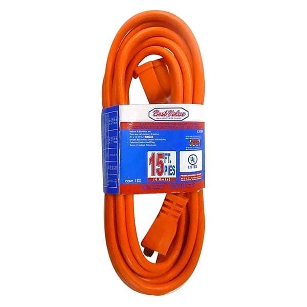 EXTENSION ELECTRICA UL BEST VALUE USO PESADO 15" 3X16 TSJ NARANJA (E33200)