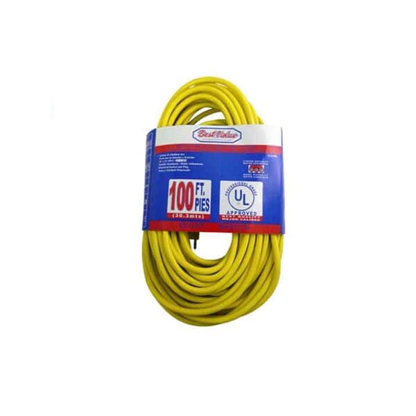 EXTENSION ELECTRICA UL BEST VALUE USO PESADO 100" 3X14 TSJ AMARILLO (E33208)